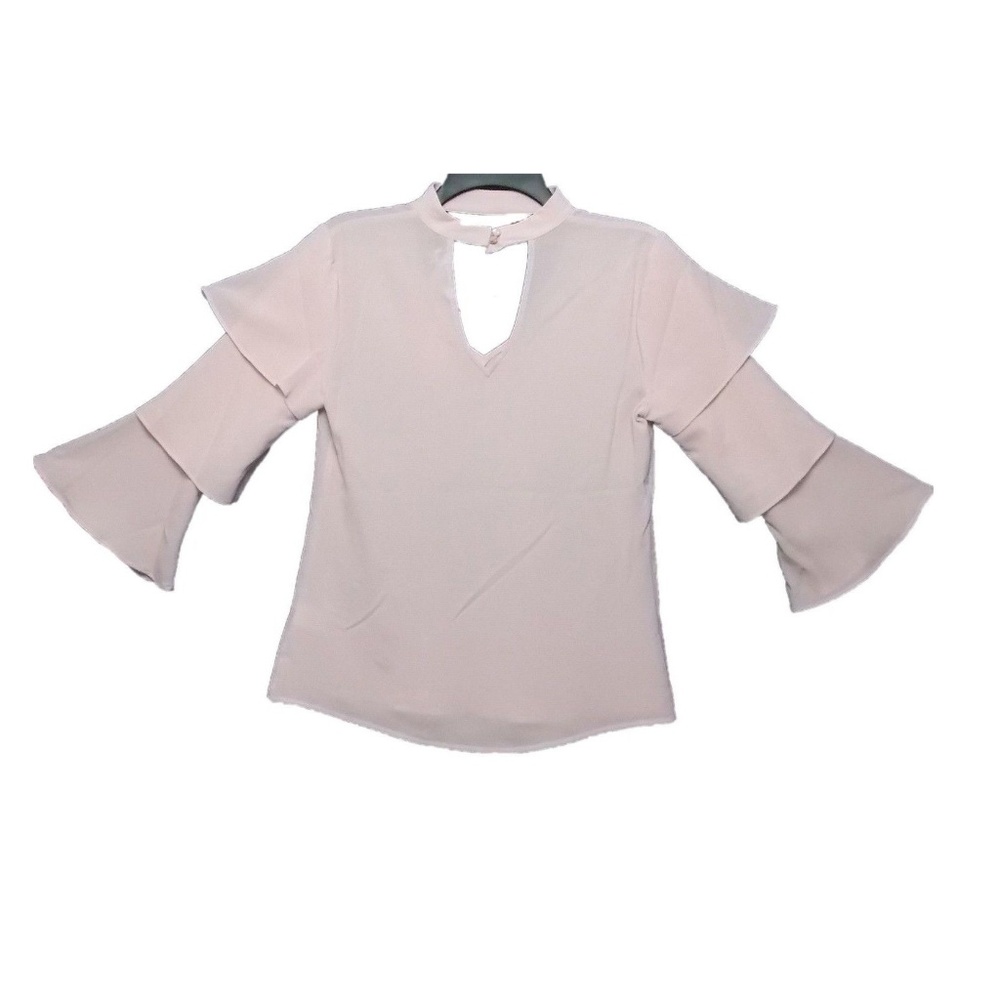 Candie's Women's Gigi Arm Ruffle Rose Blouse
